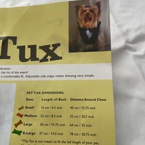 PET TUX - Formal Dog Attire - Black and White PET TUX. Never used Medium